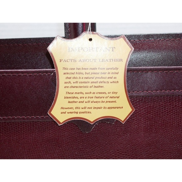 VTG Stebco Attache Briefcase Pebbled Leather Retractable Handle Burgundy Red - Picture 7 of 16